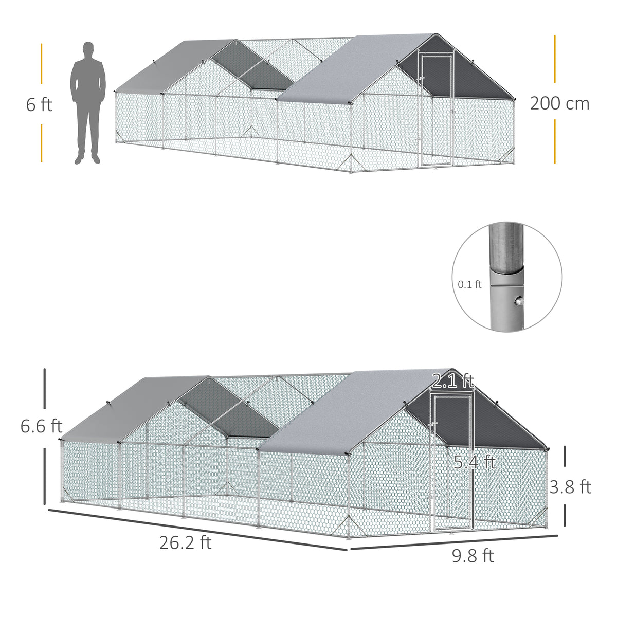 Large Chicken Coop with Waterproof Cover for Poultry – view 8