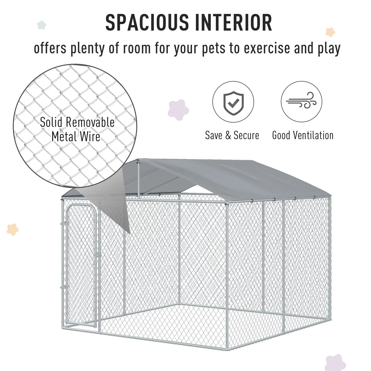 Dog Kennel Outdoor Run with Roof & Lockable Door – view 7