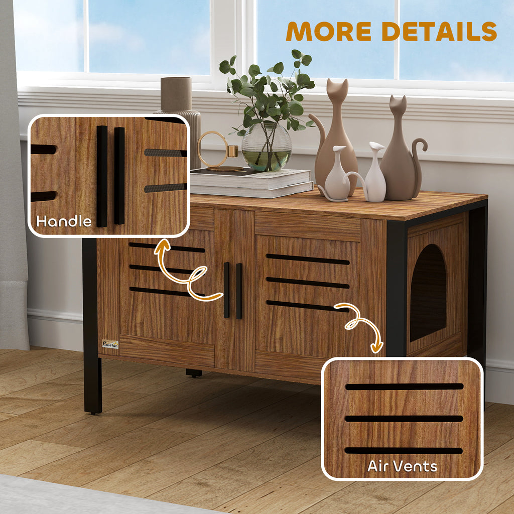 Cat Litter Box Enclosure with Scratching Board and Tall Legs – view 9