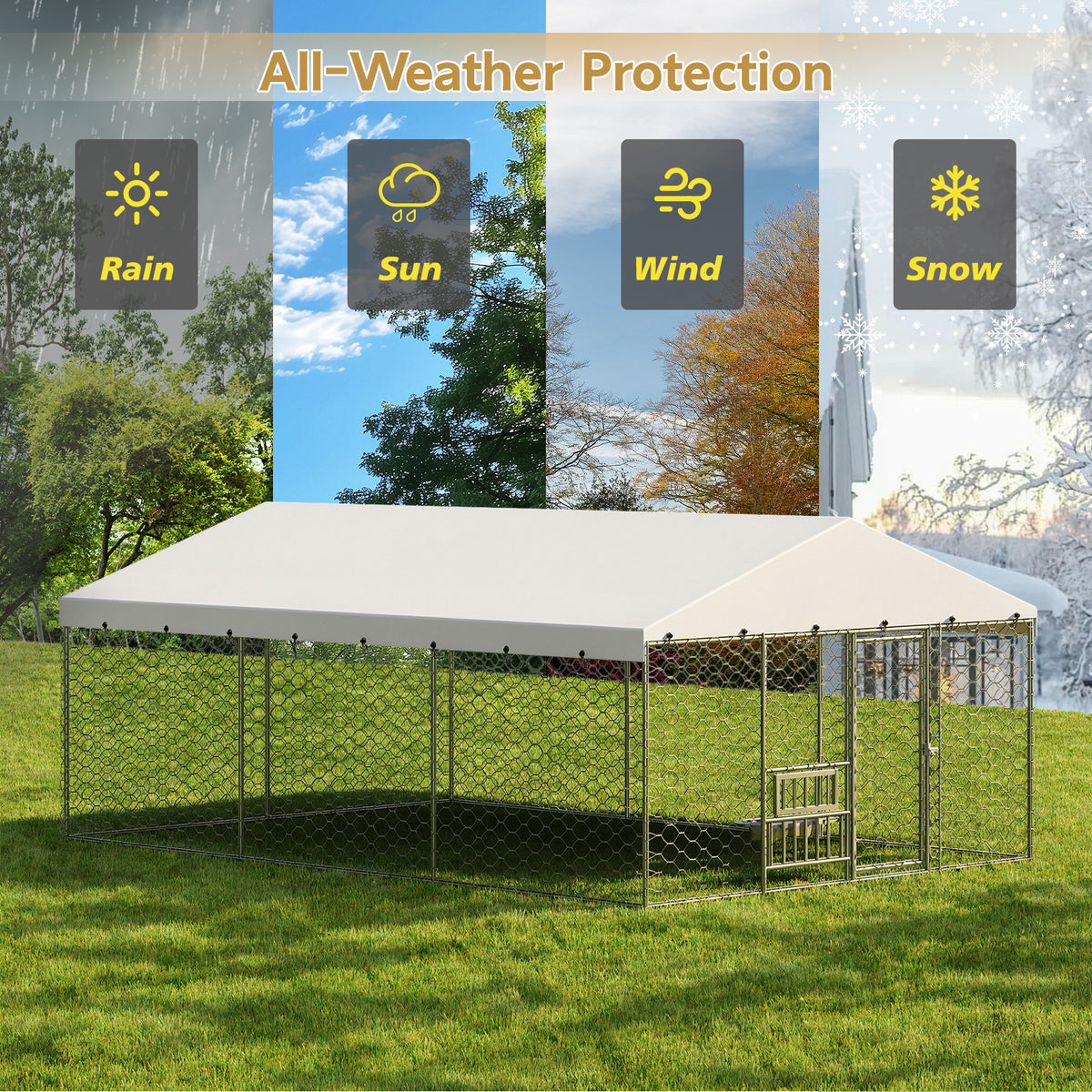 Large Outdoor Dog Kennel with Canopy for Comfortable Living Space – view 11