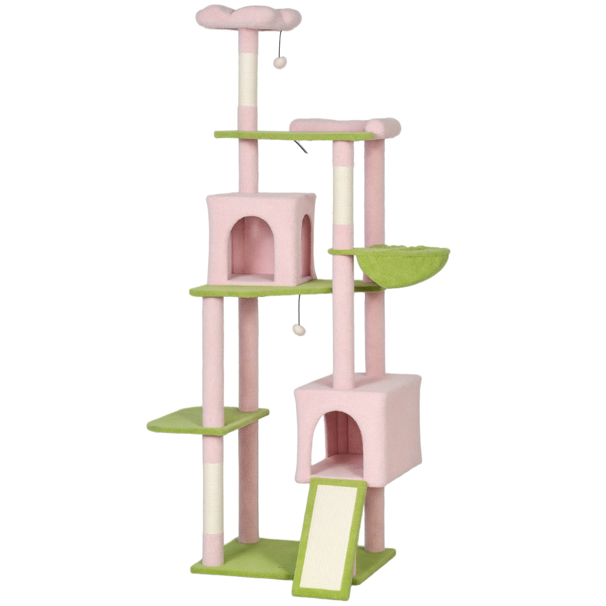 Flower Cat Tree with Scratching Post, Large Cat Tower – Pink / 500x280x620 mm