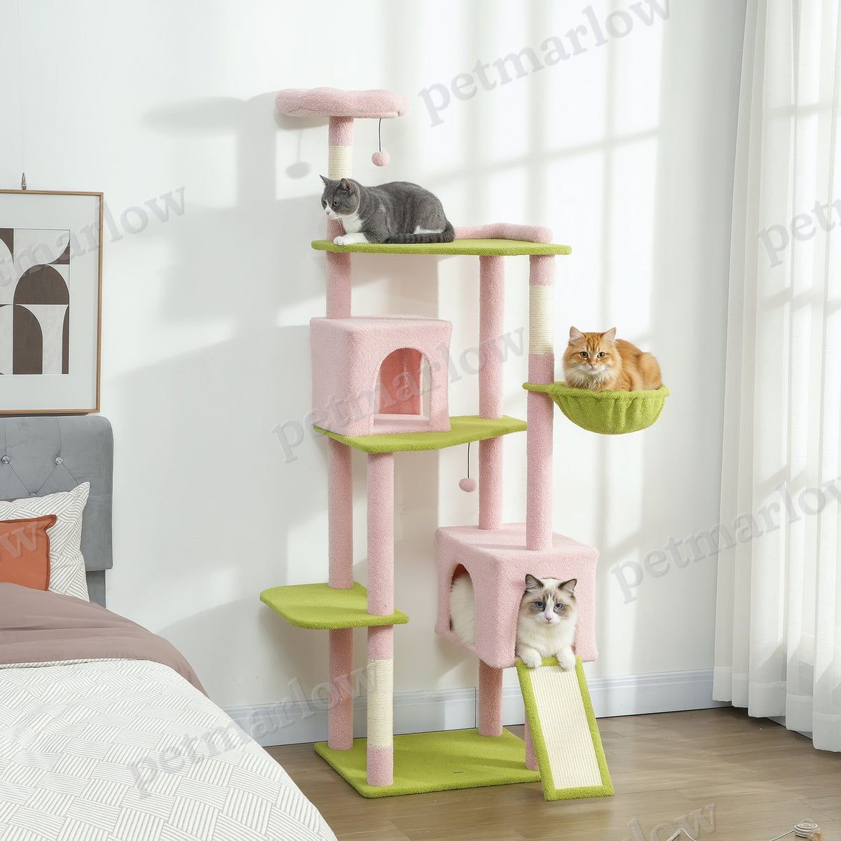 Flower Cat Tree with Scratching Post, Large Cat Tower – view 4