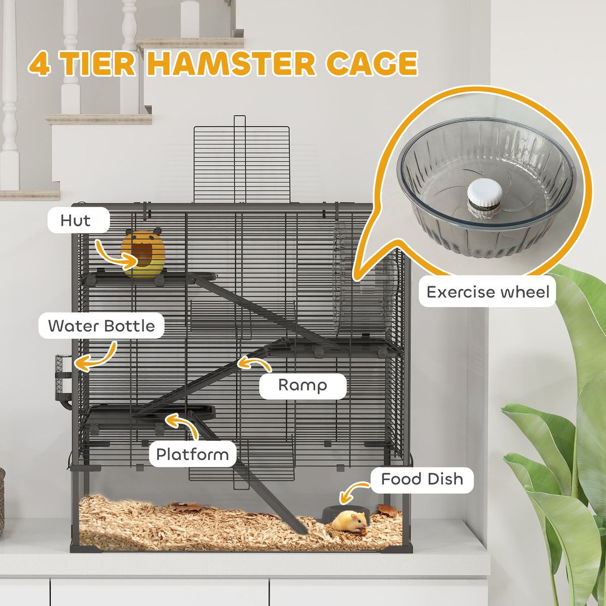 4 Tier Hamster Cage with Glass Bottom and Accessories – view 7