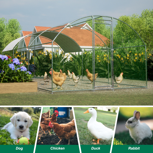Large Metal Chicken Coop with Waterproof UV Cover – view 11