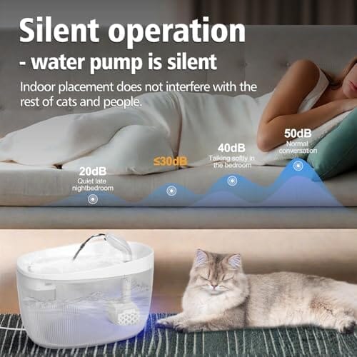 74oz/2.2L Cat Water Fountain, Automatic Indoor Pet Fountain Cat Water Dispenser with Ultra Quiet Pump – view 7