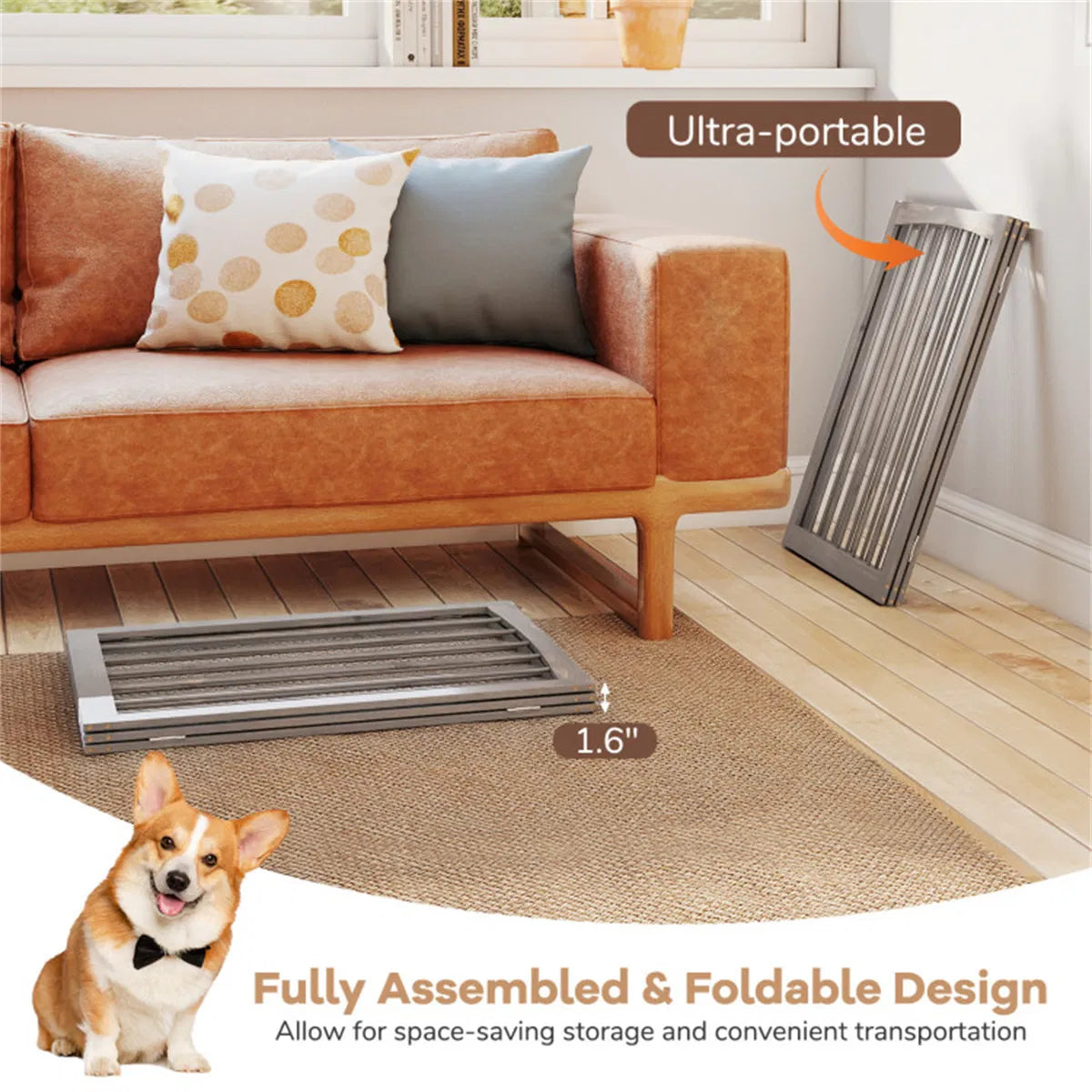 Gray Wooden Pet Fence for Dogs and Cats – view 8