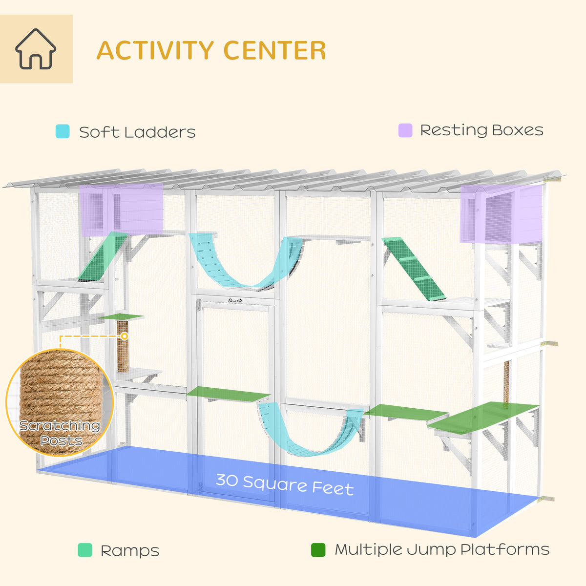 Large Outdoor Catio Cat Enclosure with Condos & Bridges – view 8