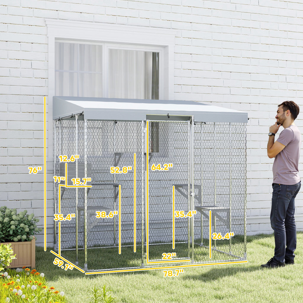 Galvanized Steel Large Catio with Canopy and Platforms – view 8