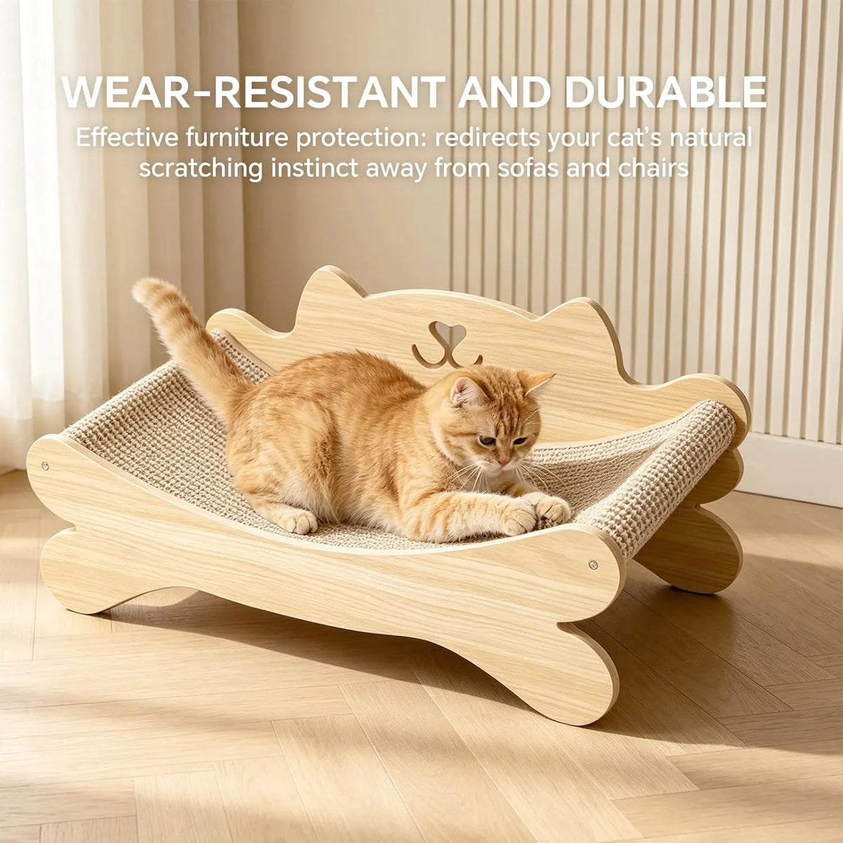 Cat Scratcher Bed with Solid Wood Frame and Ergonomic Design – view 7