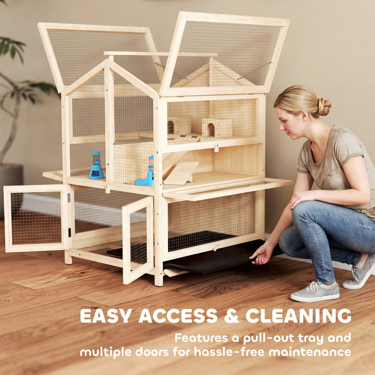Large 3-Tier Hamster Cage with Pull-Out Tray and Openable Top – view 8