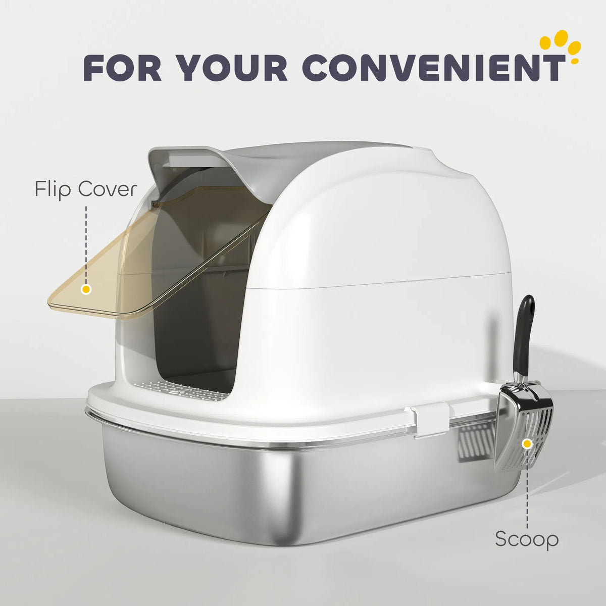XL Stainless Steel Enclosed Cat Litter Box with Lid – view 7