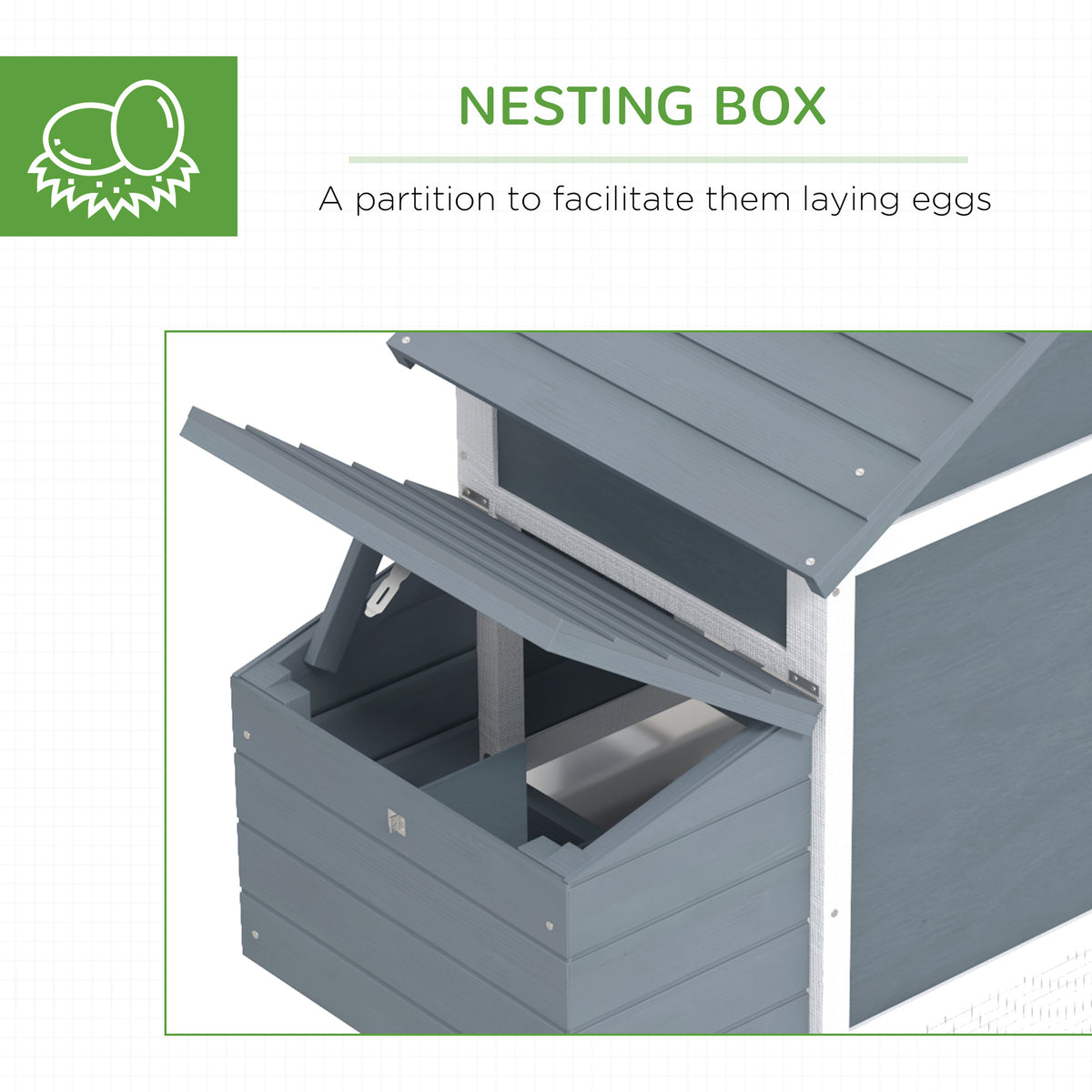 Wooden Chicken Coop with Nesting Box and Removable Tray – view 7