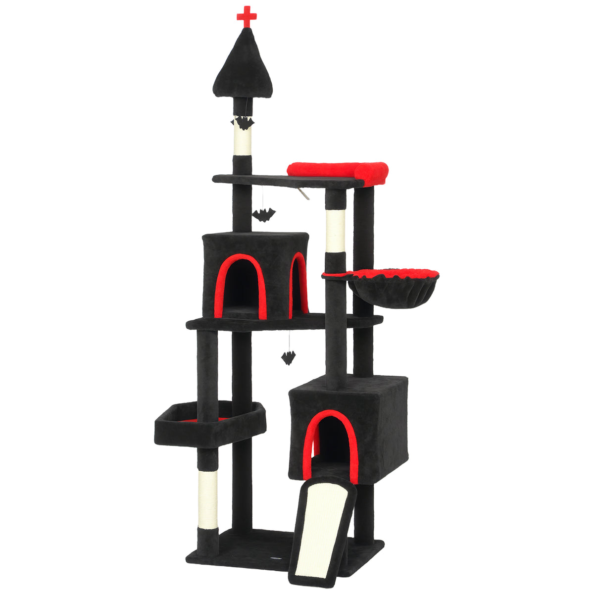 Gothic Cat Tree with Coffin Bed – Black / 510x280x630 mm