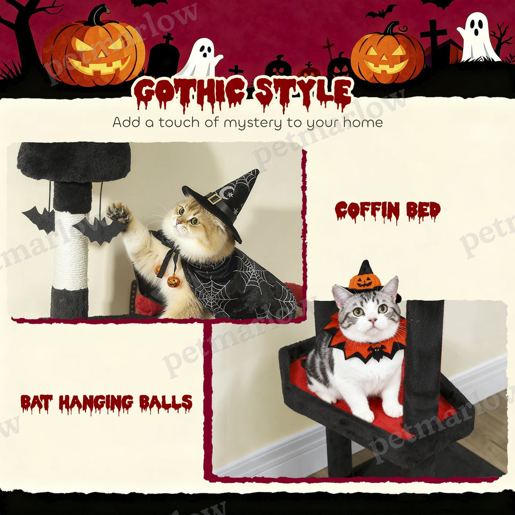 Gothic Cat Tree with Coffin Bed – view 3