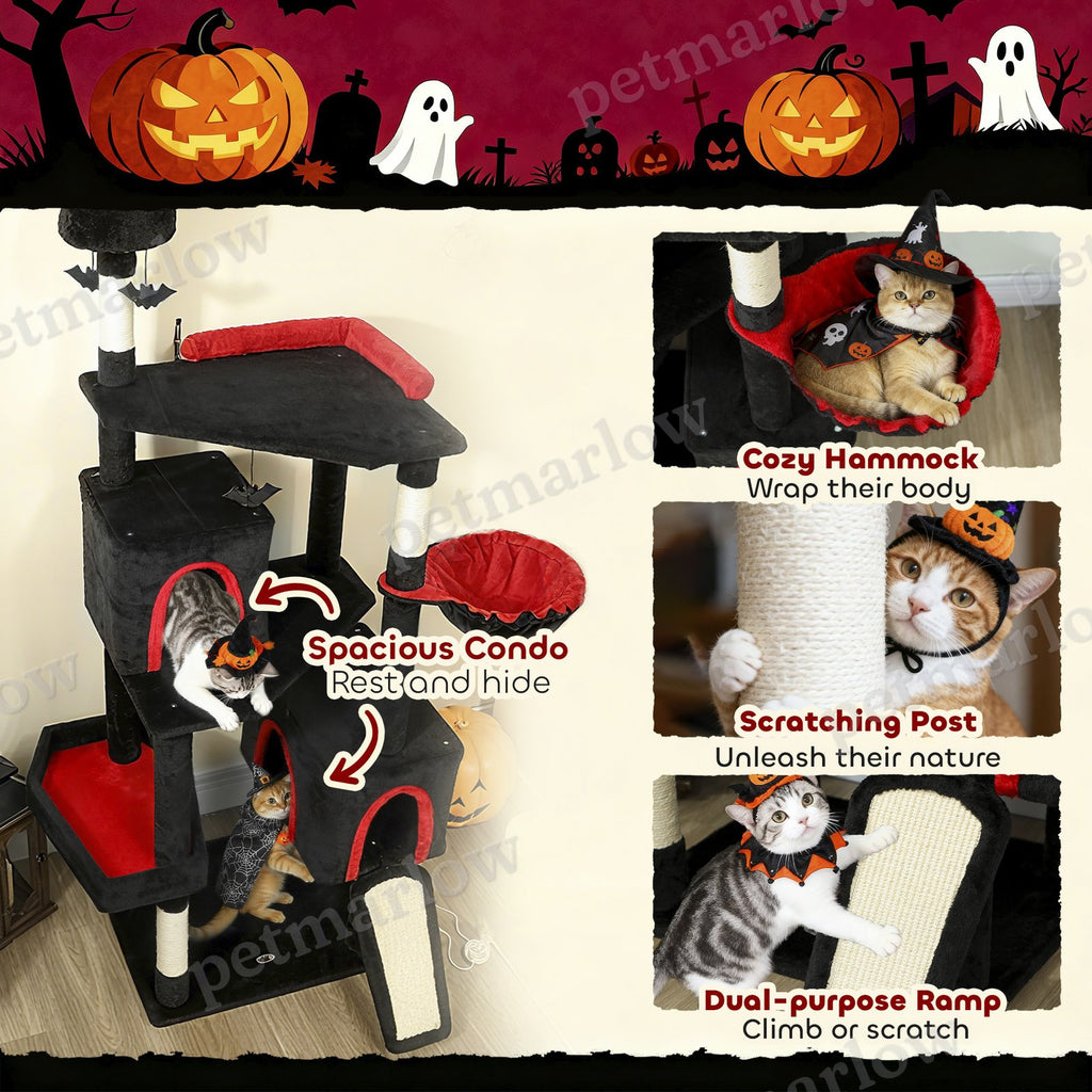 Gothic Cat Tree with Coffin Bed – view 5