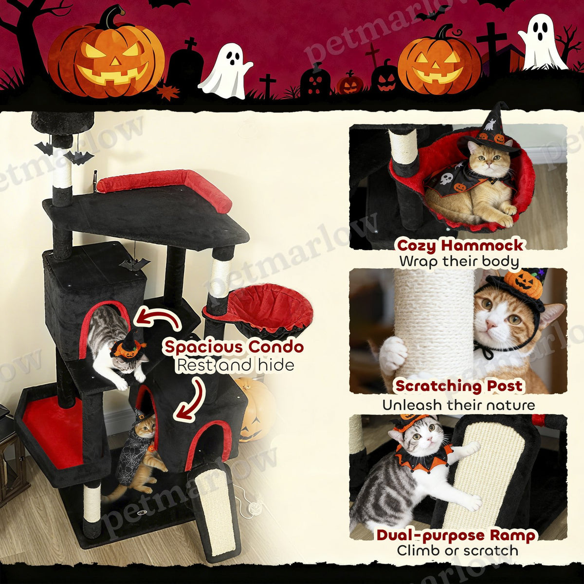 Gothic Cat Tree with Coffin Bed – view 5