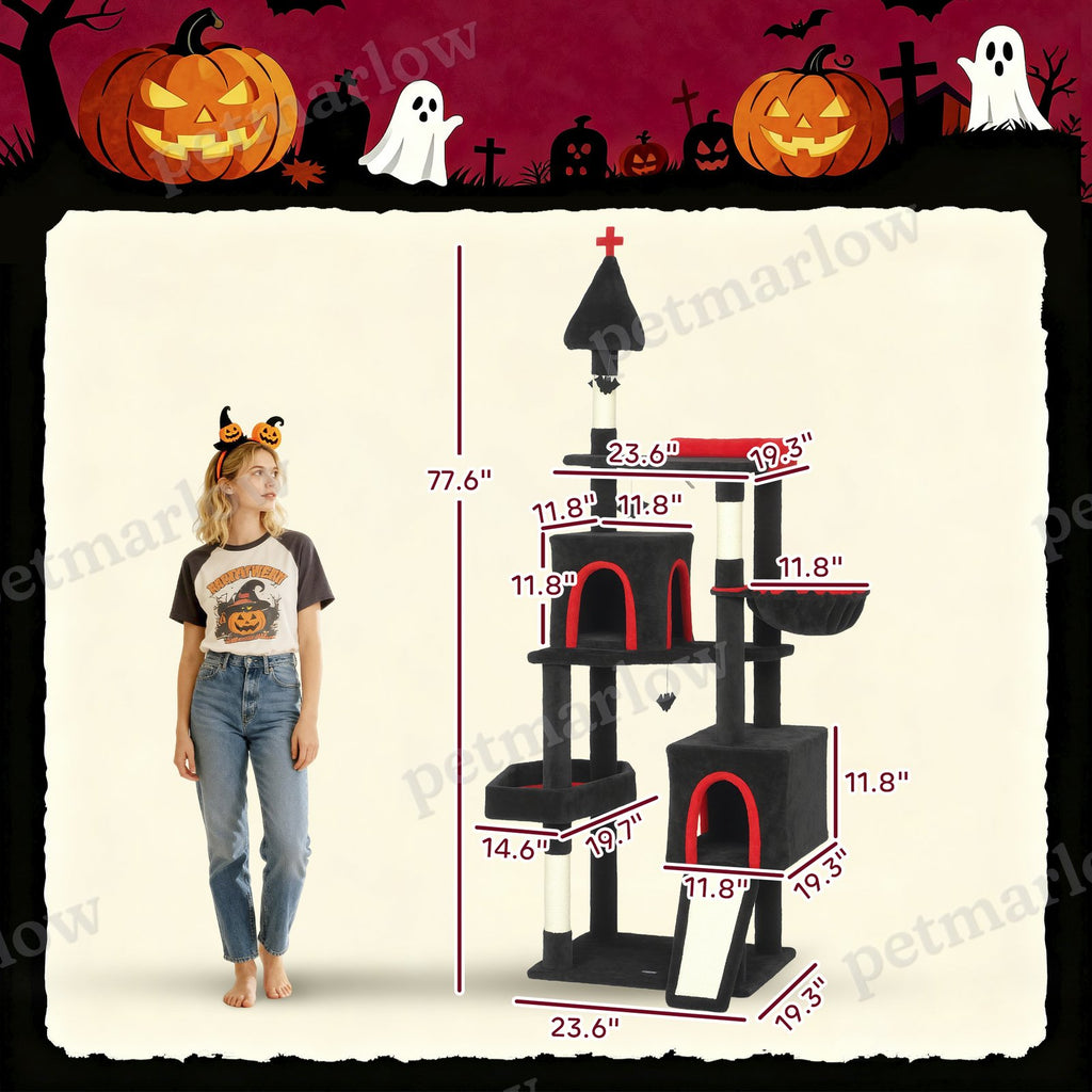Gothic Cat Tree with Coffin Bed – view 6