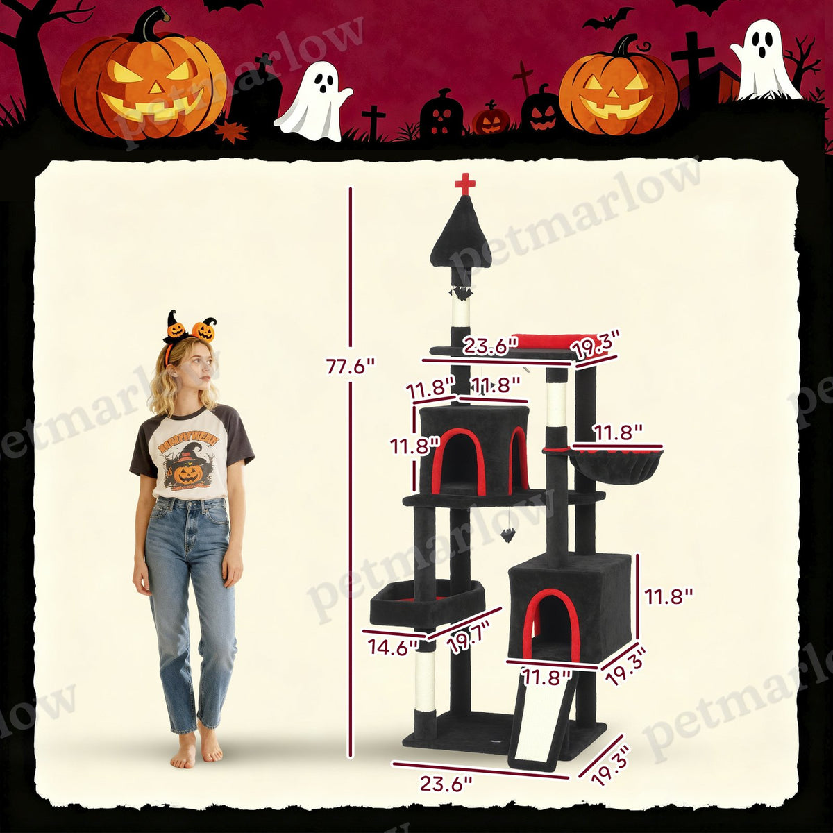 Gothic Cat Tree with Coffin Bed – view 6