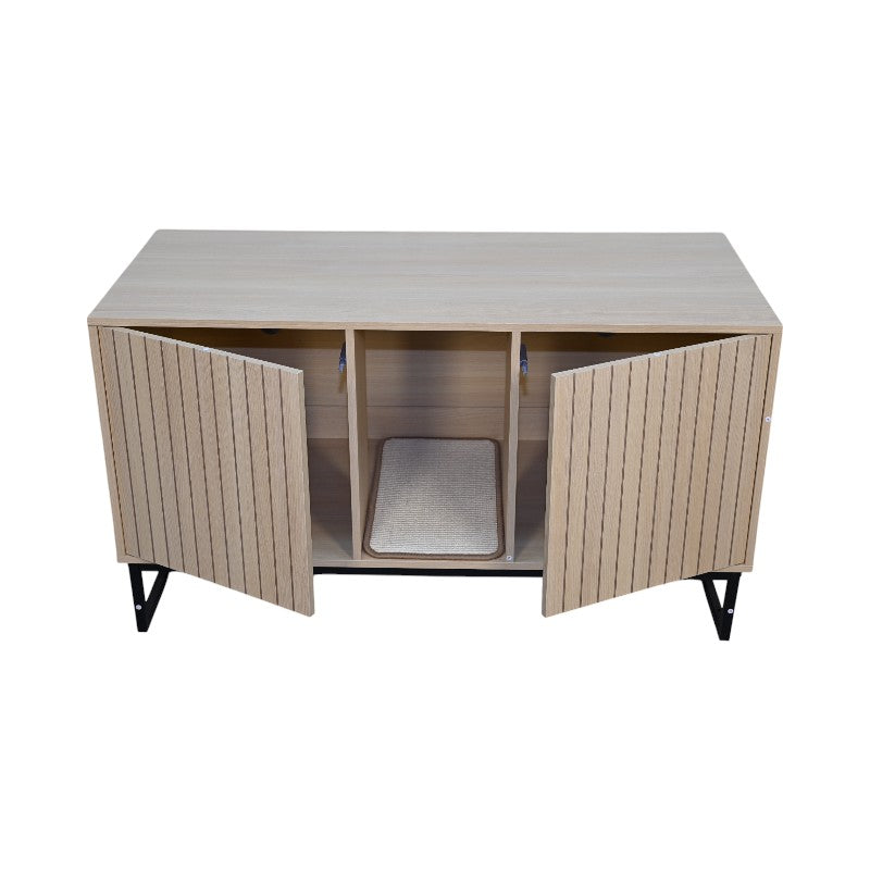 Modern Wooden Cat House with Scratching Mat – view 13
