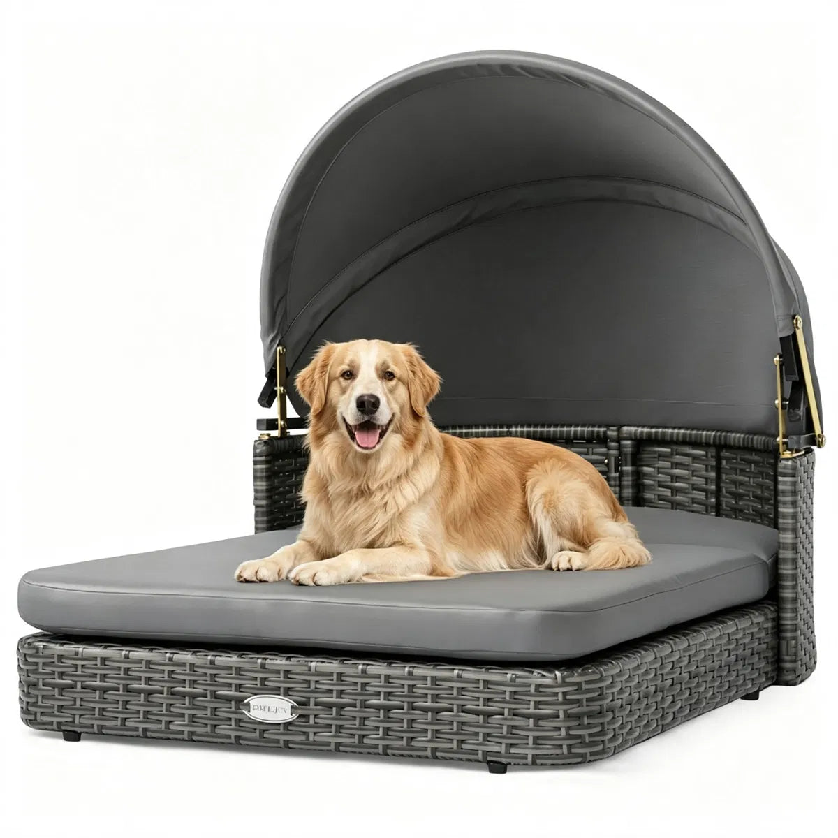 Hand-Woven PE Rattan Dog Bed with Canopy – view 8