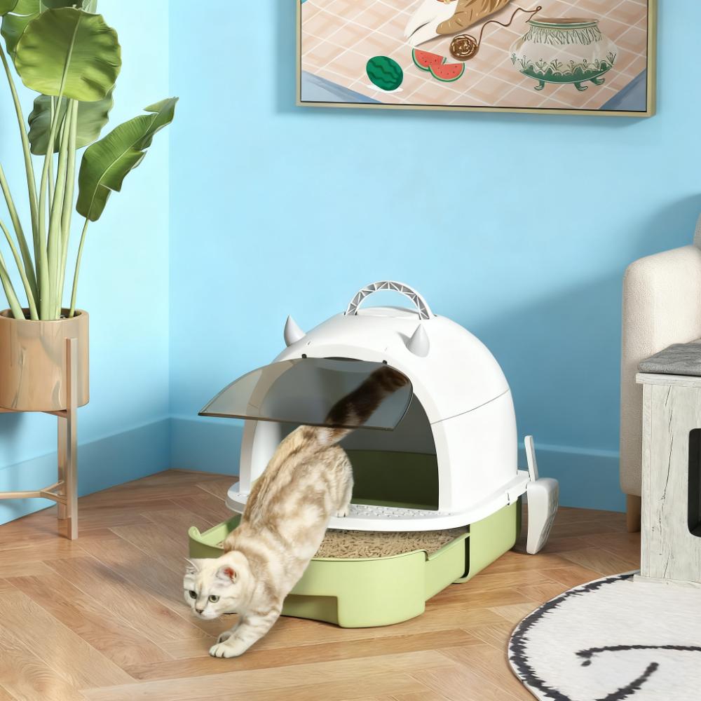 Green Cat Litter Box With Lid and Scoop for Easy Cleanup – view 8