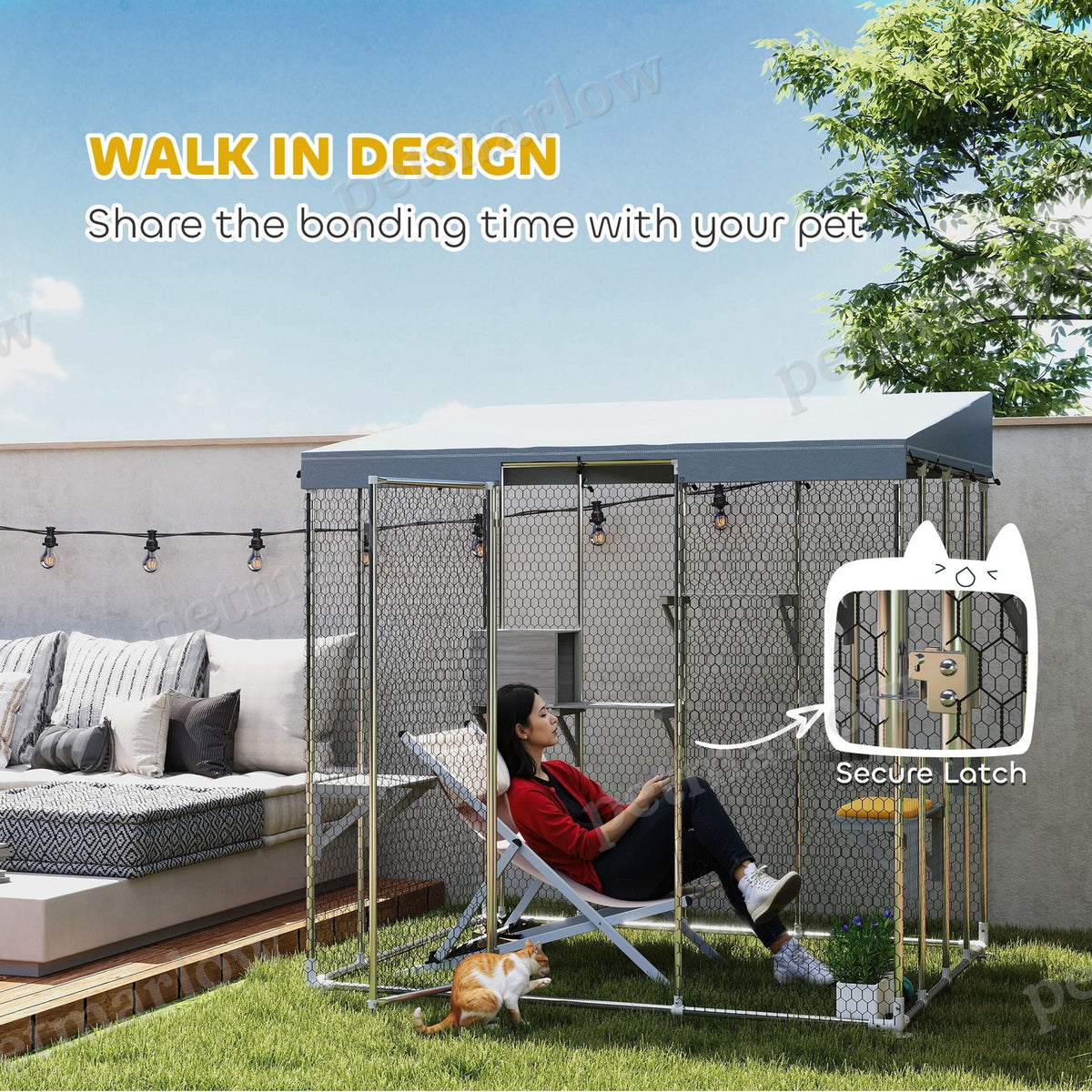 Galvanized Steel Large Catio with Canopy and Platforms – view 3