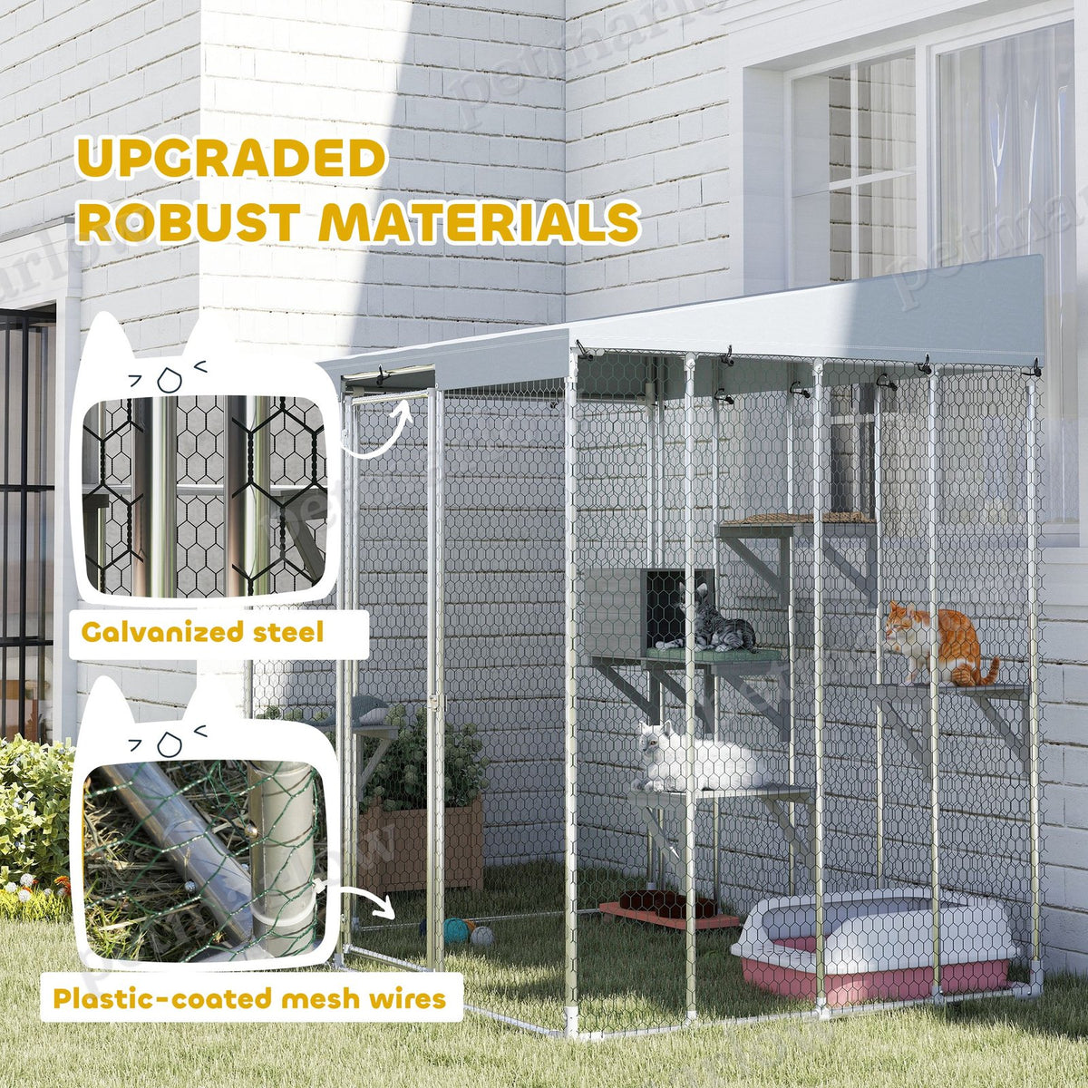 Galvanized Steel Large Catio with Canopy and Platforms – view 5