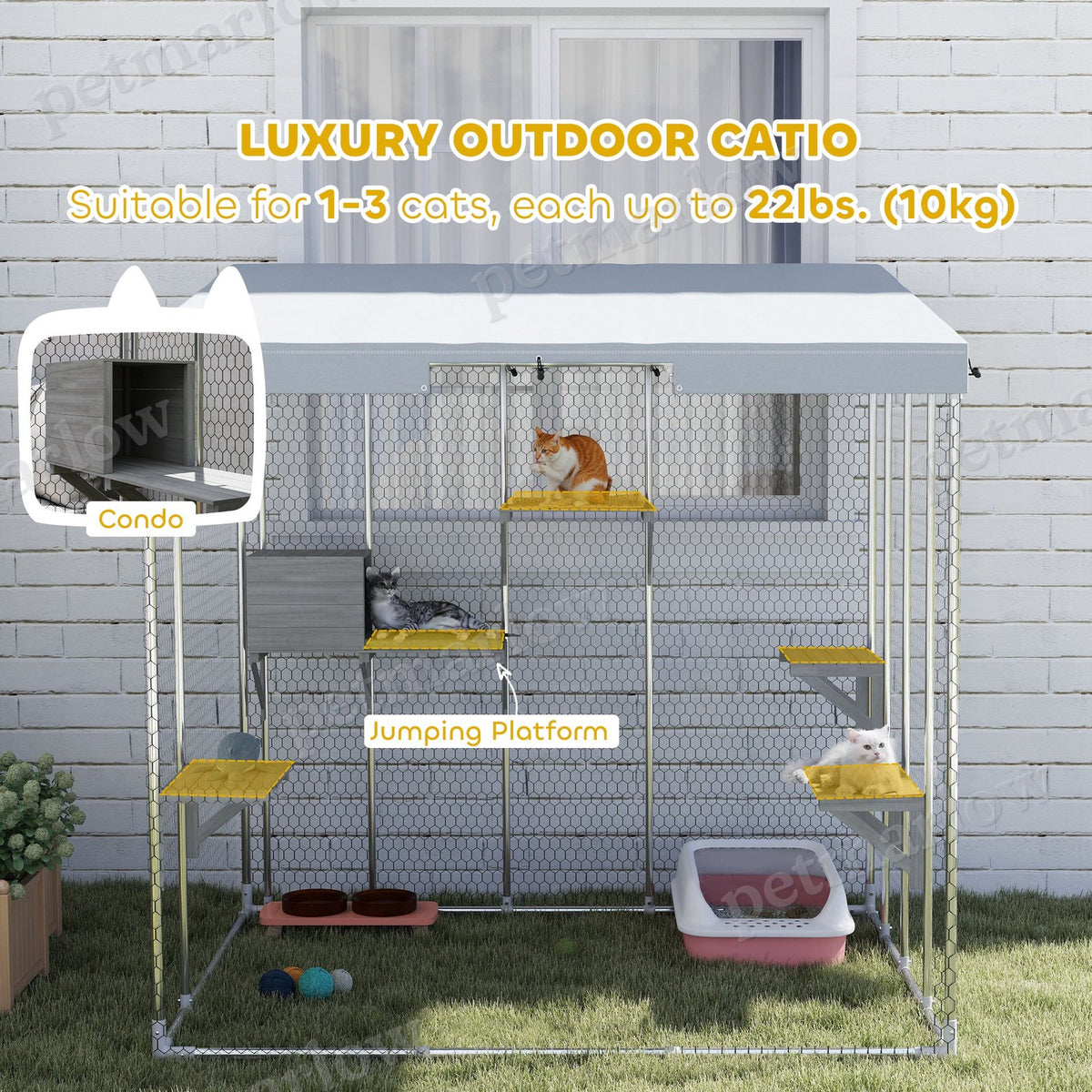 Galvanized Steel Large Catio with Canopy and Platforms – view 6