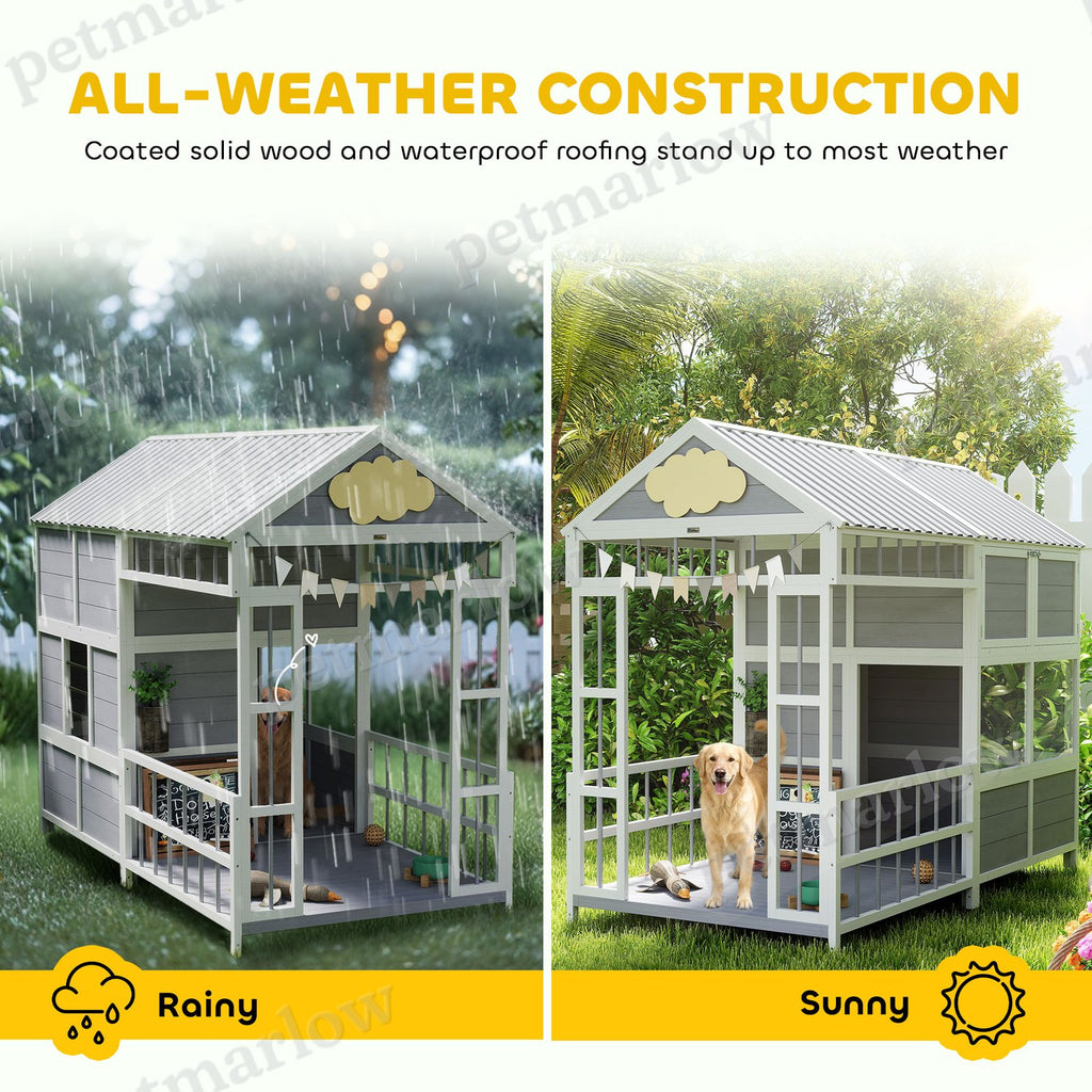 79"L Large Dog House Outdoor with Porch – view 3