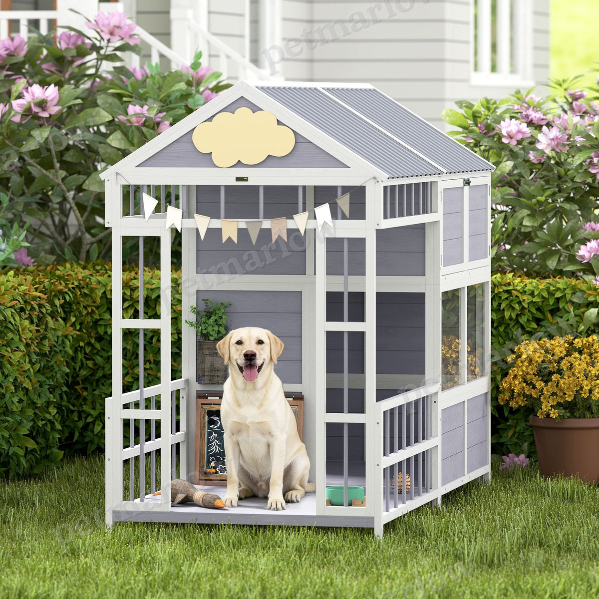 79"L Large Dog House Outdoor with Porch – view 4