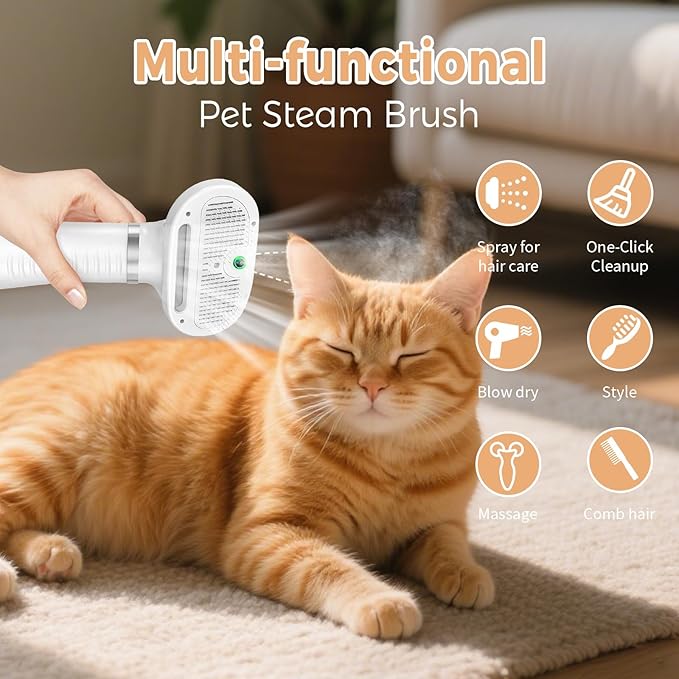 3-in-1 Steam Grooming Brush for Cats and Dogs