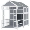 79"L Large Dog House Outdoor with Porch – Gray / 1050x450x550 mm
