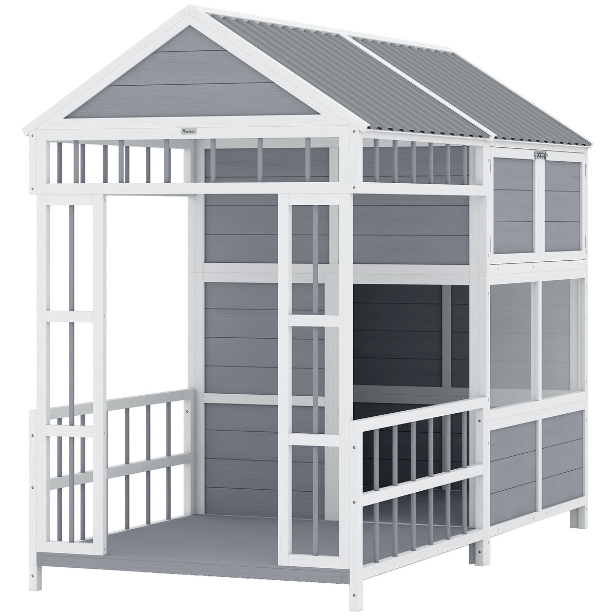 79"L Large Dog House Outdoor with Porch – Gray / 1050x450x550 mm