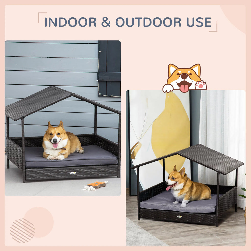 Wicker Pet House Dog Bed with Cushion – view 7