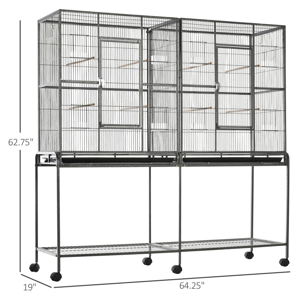Rolling Bird Cage with Storage Shelf for Small to Medium Birds – view 7