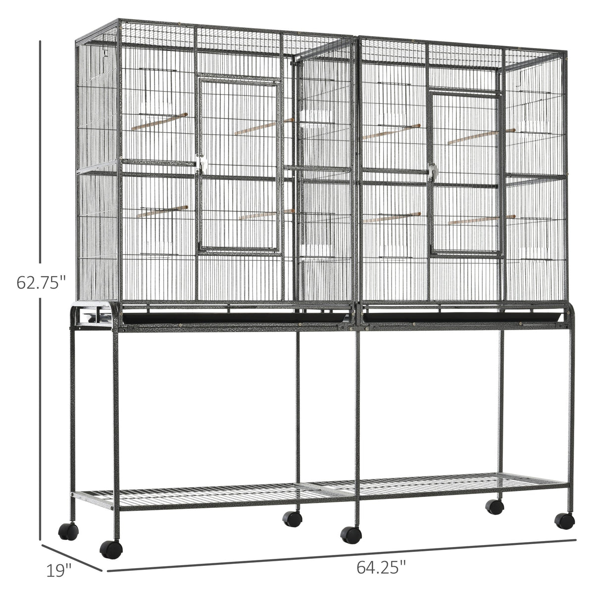 Rolling Bird Cage with Storage Shelf for Small to Medium Birds – view 7