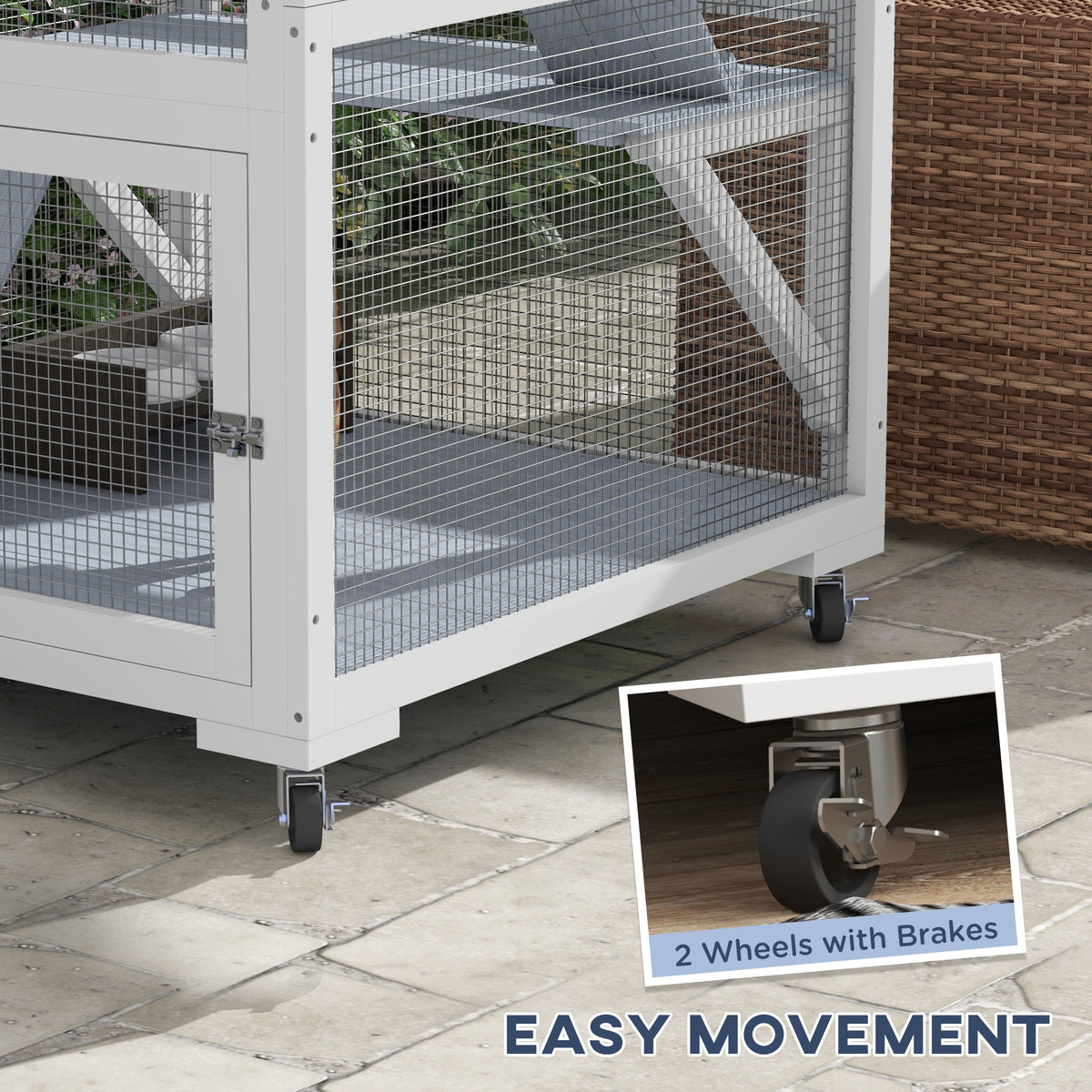 Catio, Outdoor Cat Enclosure House on Wheels with Hammock, Gray – view 8