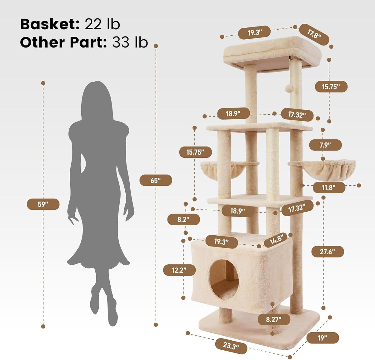 Large Cat Tree with Washable Perch for Medium to Large Cats – view 11