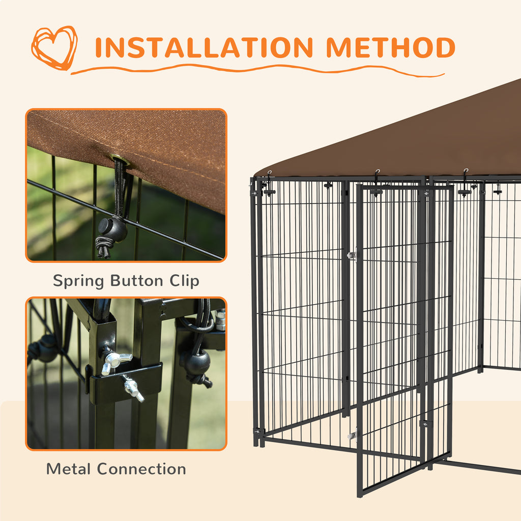 Outdoor Dog Kennel with Canopy and Rotating Bowl – view 8