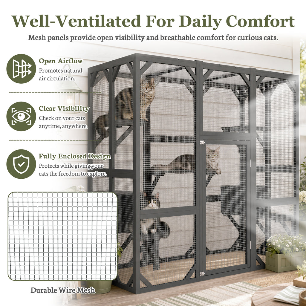 71" Outdoor Cat Enclosure with Waterproof Roof – view 11