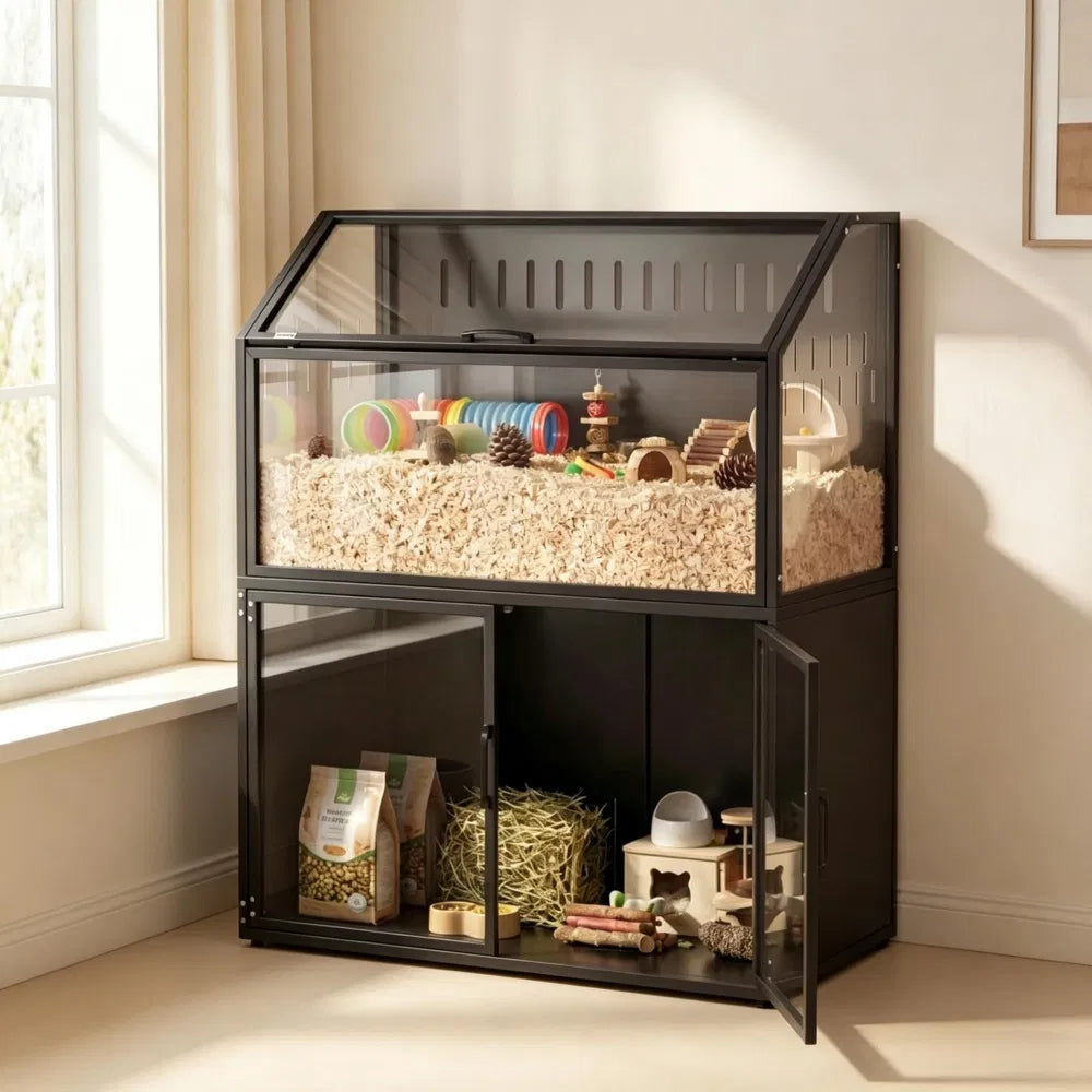 Spacious Hamster Cage with Storage and Clear Panels – view 8