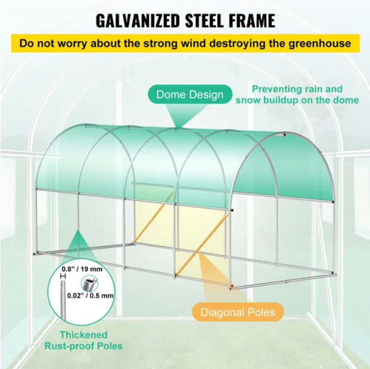 Walk-In Tunnel Greenhouse for Plants with Galvanized Frame – view 9