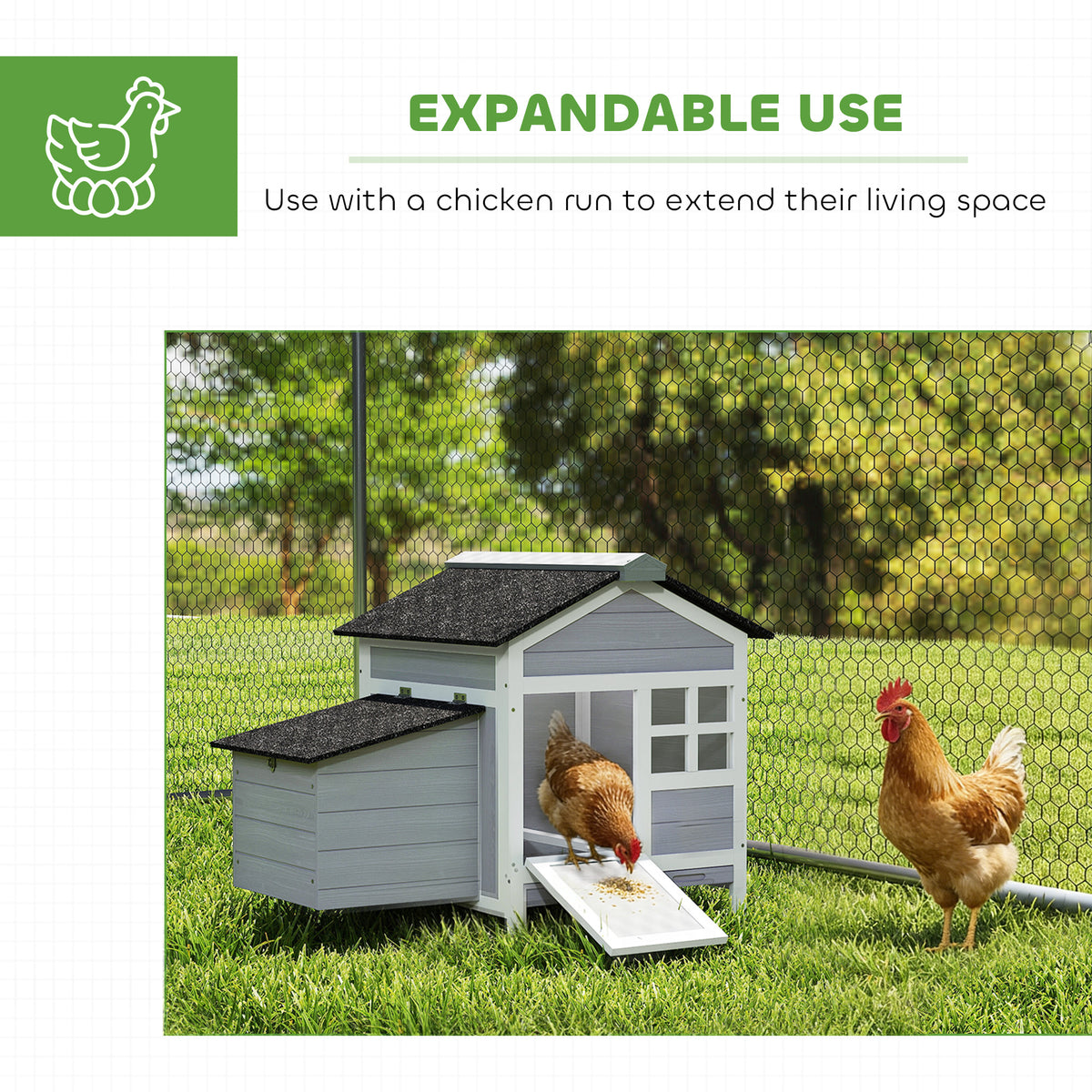Wooden Chicken Coop with Nesting Box and Pull-Out Tray – view 9