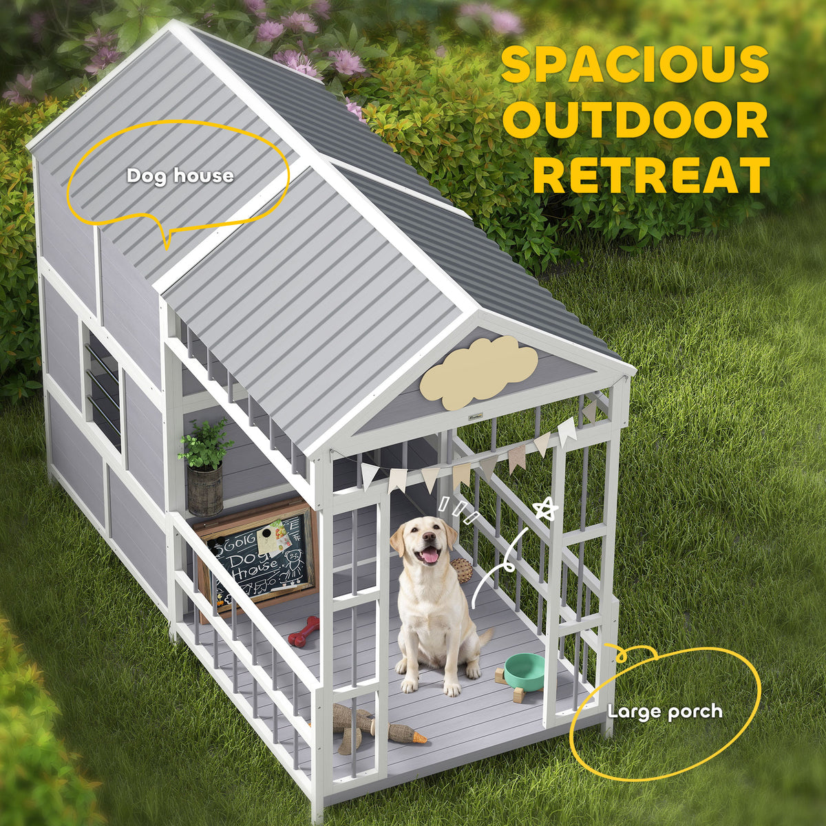 79"L Large Dog House Outdoor with Porch – view 8
