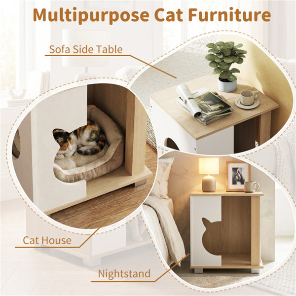 Multipurpose Wooden Cat House Nightstand – view 10
