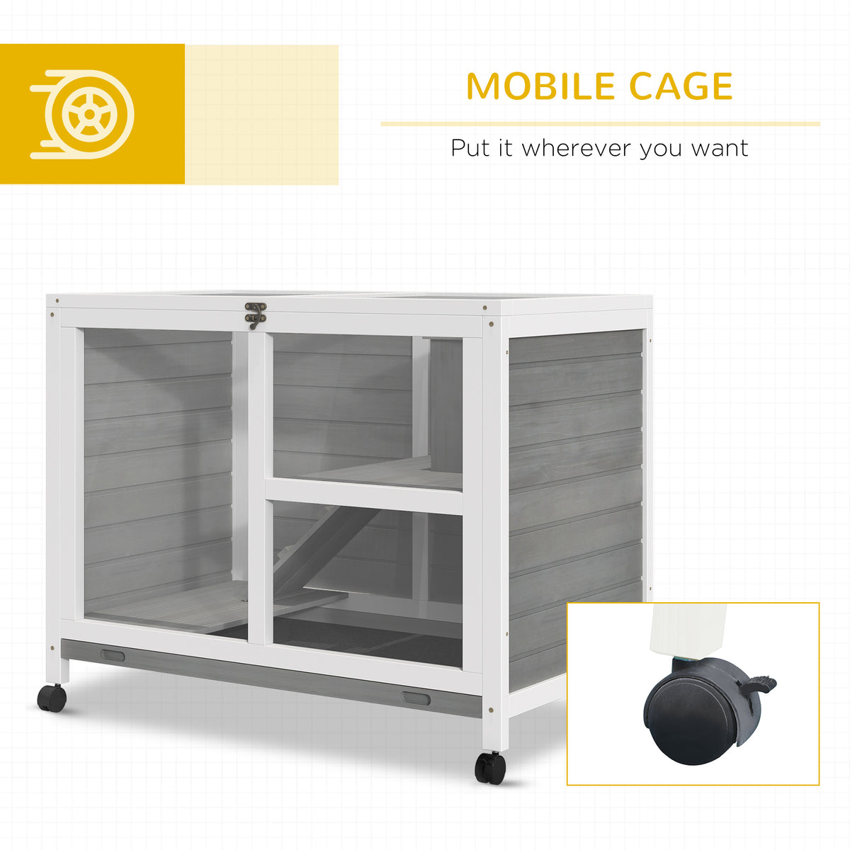 Desk-Sized Rabbit Hutch with Wheels for Easy Movement – view 7