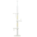 8.4 Floor to Ceiling Cat Tree, Adjustable Height, White – White / 370x180x540 mm