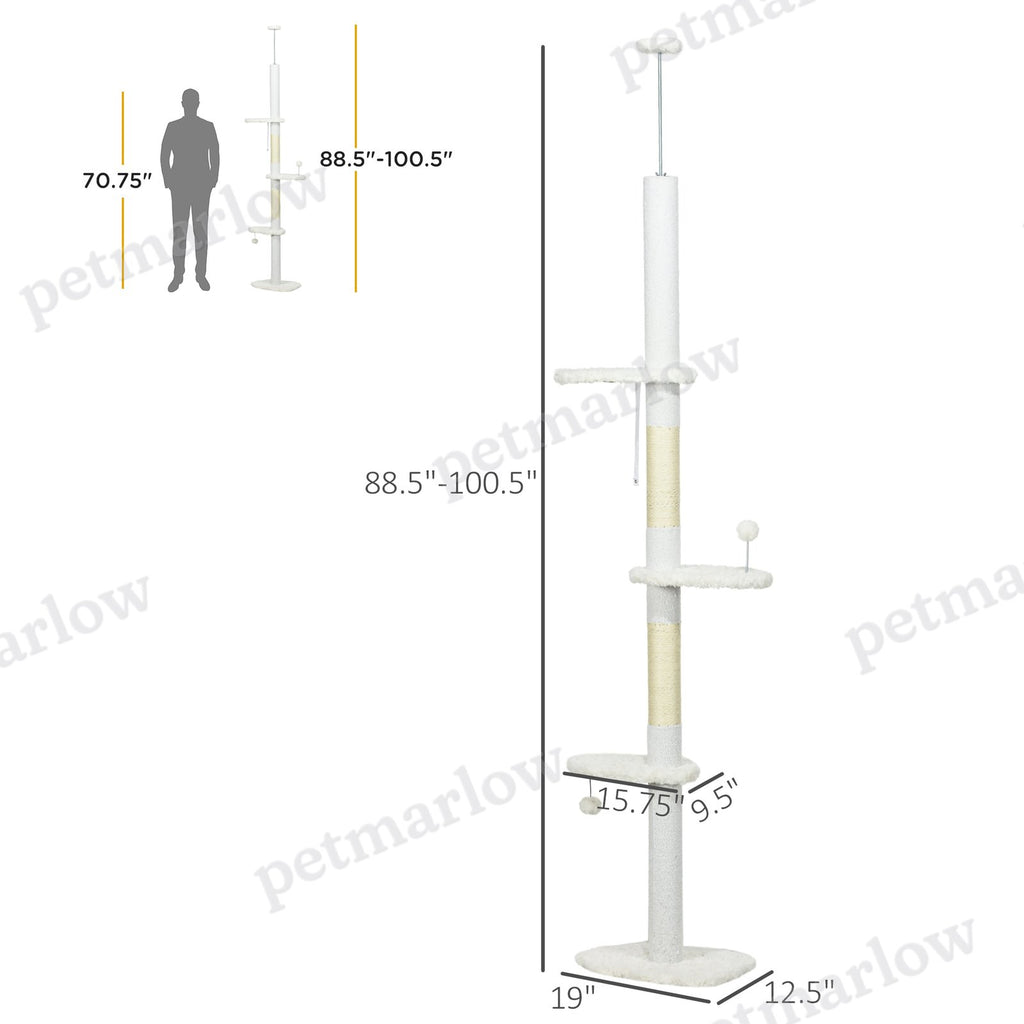 8.4 Floor to Ceiling Cat Tree, Adjustable Height, White – view 5