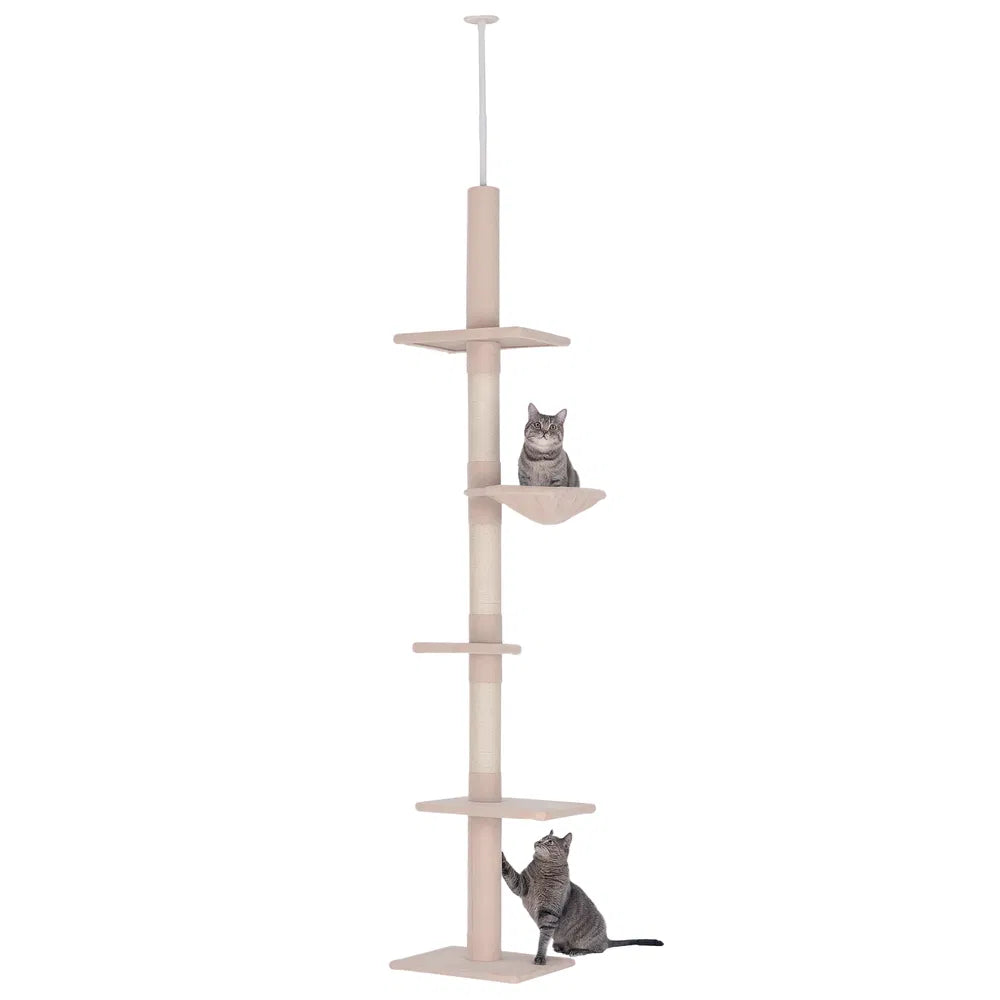 8.5ft Cat Climbing Tree 5-Tier Activity Center – Beige