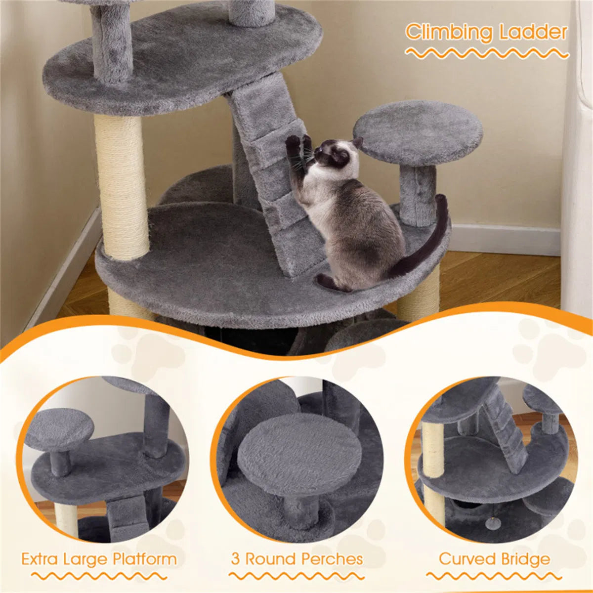 Multi-Level Cat Tree for Munchkin & Older Cats with Padded Perch – view 7